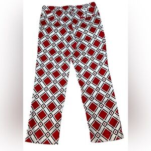 LOUDMOUTH Mens Red White Black Geometric Pattern Golf Pants 42 x 30L